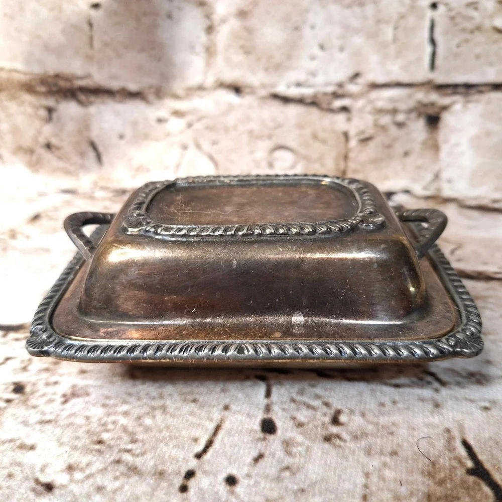 Antique Abercrombie & Fitch Silver Plated Butter Dish Marvelous Aged Patina